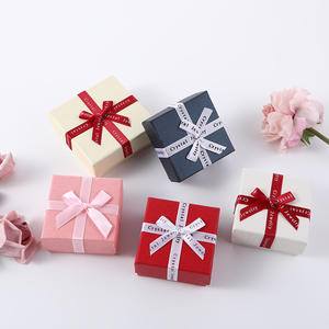 Caja de Regalo para Joyería del Día de San Valentín, Cinta con Lazo en Inglés, Caja Cuadrada Heaven Earth, Cubierta de Cartón Elegante para Pendientes y Anillos - Product Image 3