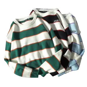 Suéter de punto a rayas azul y blanco para <span class=keywords><strong>hombre</strong></span> y mujer, ropa unisex, venta al por mayor - Product Image 1