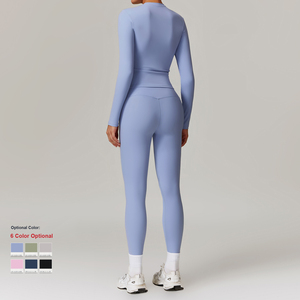 <span class=keywords><strong>Pantalon</strong></span> à jambes larges automne hiver personnalisé costume de sport en peluche décontracté vêtements d'entraînement en plein air vêtements chauds de yoga ensemble de fitness à manches longues pour femmes - Product Image 2