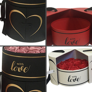 Scatola di fiori di carta d'amore a forma di <span class=keywords><strong>cuore</strong></span> con apertura a doppia porta di lusso di fascia alta per la decorazione di imballaggi per confezioni di fiori di gioielli regalo - Product Image 4