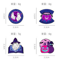 Broche d'Halloween fantôme blanc tête de citrouille, épinglette fantaisie de dessin animé, accessoire de fête costumée pour femme