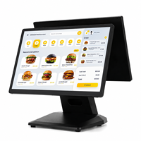 Terminal de point de vente commercial sans ventilateur à double écran de 15,6 pouces avec lecteur de cartes, Wifi 6, système de point de vente en alliage d'aluminium pour épicerie et supermarché