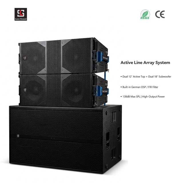 Active Double 10 Inch Line Array Speaker System 710W Professional Powered PA Audio for Outdoor Concert Event