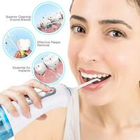 Kit Perawatan Mulut Elektrik IPX7 Tahan Air Portabel Nirkabel Water Jet Dental Flosser 300ml Tangki Dapat Dilepas Pengisian Daya Tipe-C Luar Ruangan