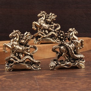 Sculpture en laiton Longma, figurine faite à la main, décoration de table, style chinois, forme animale, cadeau de déménagement - Product Image 1