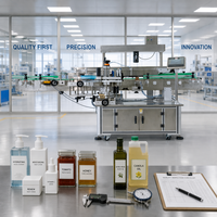 Machine d'étiquetage automatique double face à grande vitesse pour bouteilles ovales plates de shampoing cosmétique avec étiquettes autocollantes sur deux côtés