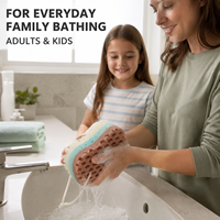 Éponge de bain 3 couches en gros avec corde de suspension, éponge exfoliante douce pour le corps pour adultes et enfants, couleur personnalisée OEM ODM, lots en vrac