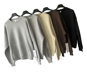 เสื้อสเวตเชิ้ตคอกลมทรงโอเวอร์ไซส์ ยูนิเซ็กซ์ สีพื้น ผ้าฝ้าย 100% เฟรนช์เทอร์รี่ สวมใส่สบายๆ สำหรับฤดูใบไม้ร่วง - Product Image 1