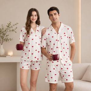 Couple Night Dress Sexy For <b>Men</b> And Women Wholesale Customized Unisex <b>Pajamas</b> <b>Set</b> Summer Tops <b>Shorts</b> Sleepwear Supplier - Product Image 1