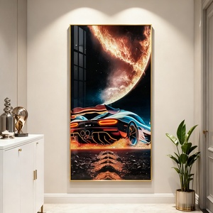 Decoración de Pared Personalizada de Fábrica, Impresión HD, Paisaje Lunar, Entrada, Sala de Estar, Pintura de Porcelana de Cristal LED - Product Image 6