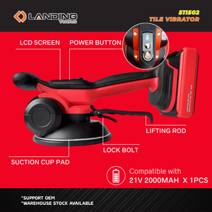 Vibrateur de carrelage portatif sans fil industriel 21V 511502, 6 vitesses, affichage numérique, 50KG, diamètre de la ventouse 140mm, 4000-8000 tr/min - Product Image 4
