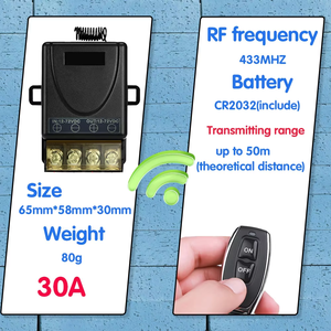 433mhz Rf interrupteur sans fil DC 12V 24V 72V 30A relais et émetteur marche-arrêt, pour chauffe-eau à pompe LED - Product Image 5