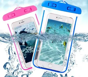 Custom Logo Universal Fluorescent Swimming Phone Case PVC Waterproof Phone Bag Touch Screen