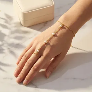 RINHOO Bracciale a Catena Intrecciata Placcato Oro 18k Stile Bohemien, Design Semplice, Multistrato con Perline, Gioielli Artistici da <span class=keywords><strong>Braccio</strong></span>, Regalo per Ragazze - Product Image 5