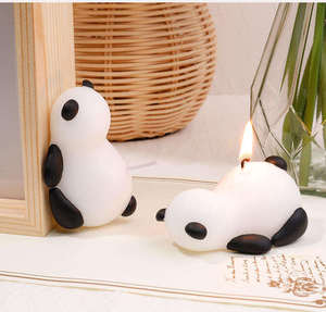 Bougies Panda endormies et mignonnes, bougies chauffe-plat parfumées, cadeaux blancs sur le thème des animaux pour la décoration de la maison, la table à manger, la chambre à coucher - Product Image 1