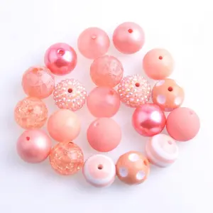 Coral Color Mix Colorful Wholesales New Fashion 20mm 100pcs Custom New Beads for Jewelry Making Acrylic Chunky Beads