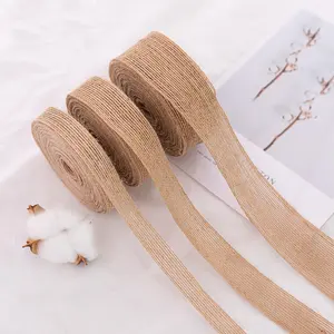 Fita de rolo de juta para decoração, fita de rolo de juta natural eco-friendly com linha personalizada, envoltório para presente de natal e dia