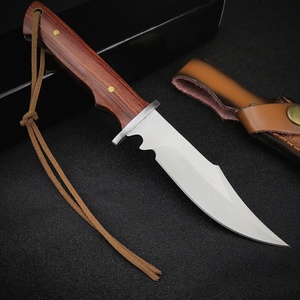 มีดพกพา EDC สำหรับกิจกรรมกลางแจ้ง เหล็ก 7Cr13Mov ใบมีดแบบ Fixed Blade ด้ามไม้มะเกลือ/ไม้พะยูง พร้อมปลอกหนัง สำหรับเดินป่า ตั้งแคมป์ DIY OEM - Product Image 5