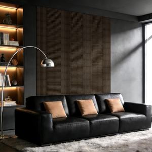 Panel Acústico de Madera de Nogal Oscuro con Revestimiento PET, Panel Acústico de Fibra de Poliéster para Decoración de Interiores - Product Image 5