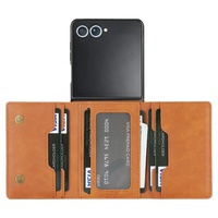 Étui de téléphone magnétique 2-en-1 en PU avec porte-cartes de crédit Fashion D3 pour Samsung Z Fold 3 4 5 Flip 6 7 FE, coque antichute