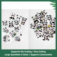 Autocollants en PVC imperméables découpés à la forme de panda mignon de dessin animé Honli pour les bouteilles d'eau, les téléphones, les bagages, les carnets des enfants, 35 pièces