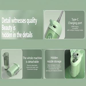 Hydropulseur dentaire portable, irrigateur buccal, rechargeable par USB, <span class=keywords><strong>jet</strong></span> <span class=keywords><strong>d</strong></span>'<span class=keywords><strong>eau</strong></span> pour le nettoyage des dents, 5 embouts, mini machine à laver la bouche de 200 ml - Product Image 6