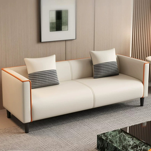 Canapé d'appoint compact à accoudoirs droits, en cuir nano résistant à l'usure, avec dossier à coutures apparentes, petit format, pour <span class=keywords><strong>chambre</strong></span> d'amis, multiplace - Product Image 2