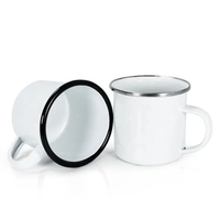 Logo personnalisé de haute qualité imprimable 12Oz sublimation blanche petite tasse de camping en émail avec poignée