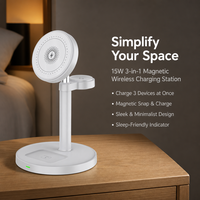 Chargeur sans fil magnétique pliable flexible 3-en-1 15W avec PD Type-C pour téléphone portable, montre intelligente et écouteurs