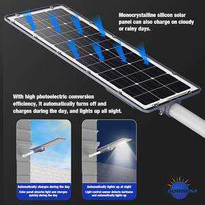 Lámpara <span class=keywords><strong>Solar</strong></span> LED Integrada Todo <span class=keywords><strong>en</strong></span> Uno para Exteriores, Impermeable IP66, para Carreteras, 300, 400, 500 Vatios, Gran Oferta - Product Image 5