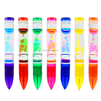 Jouet stylo barboteur de mouvement liquide, lot de 7, minuterie de sablier coloré avec gouttelette de mouvement, jeu sensoriel, minuterie liquide