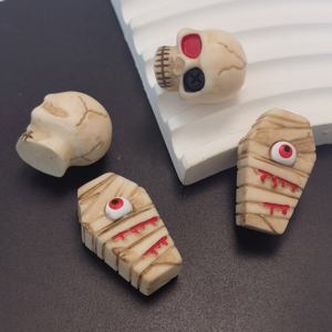 Bone Grave Coffin Halloween resina encantos Mini figuritas de Halloween para estuches de basura, accesorios para manualidades DIY - Product Image 4