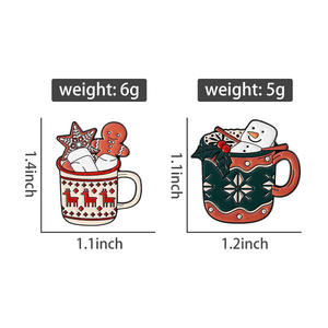 Pin Enamel minuman kue jahe manusia salju Natal bros cangkir rusa liburan lucu hadiah perhiasan untuk anak-anak teman grosir - Product Image 6