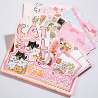Kit de Scrapbooking con Temática de Gatos, Cuaderno A6 con Cuadrícula, Set de Papelería Kawaii, Suministros para Diario, Manualidades, Regalo para Niñas, Año Nuevo