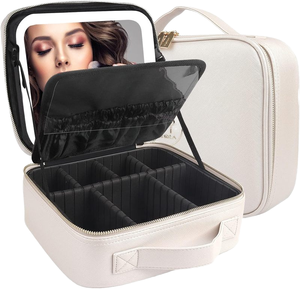 Gran capacidad de moda portátil artista almacenamiento maquillaje bolsa espejo luz cierre abierto viaje cosmético tren caso organizador - Product Image 1