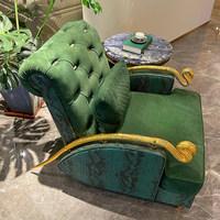 Chaise de canapé simple de conception classique-Dossier de boucle de luxe, accoudoir de serpent d'or, loisirs pour la chaise