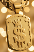 ZH Nouveau Design Tendance Collier Pendentif Couronne USD Plaqué Or 24K Chaîne Gourmette Géométrique Hip Hop en Laiton Bijou Unisexe Cadeau