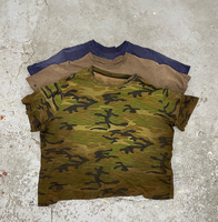 T-shirt Homme Col Brûlé Effet Vieilli Personnalisé Coupe Oversize Bords Bruts Camouflage Vintage Délavé Coupe Boxy Manches Courtes Streetwear Grunge Y2K OEM