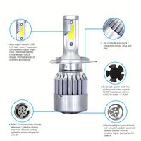 BaoBao C6 3800lm H4 H1 H3 H7 H11 H8 9005 9006 H27 9012 880 Luces LED para Faros Delanteros de Coche, Chip COB de 12v 6000K, Luz Alta y Baja