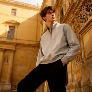 TKAN369D Custom Men's Winter Oversize Casual Heavyweight 100% Cotton French Terry Quarter Zip Embroidered Acid Wash Vintage - Product Image 1