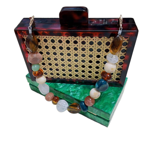 Woven Shoulder Cross Bag Women Casual Chain <b>Clutch</b> Pattern Cotton Lining Acrylic luxury <b>clutch</b> resin designer bridal <b>clutch</b> - Product Image 2