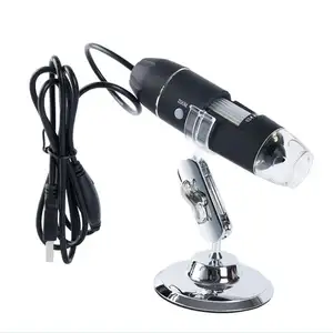 Mikroskop Elektron Antarmuka Mikro Genggam, dengan Braket 8 LED, Mikroskop USB Mini Digital