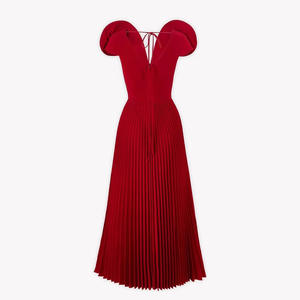 Abito da donna Boutique di qualità a vita alta con scollo a V a pieghe abito lungo in raso Haute Couture - Product Image 3