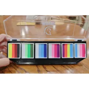 Customizable Rainbow Split Face Paint Palette Multi-Color Kid <b>Makeup</b> Camo Body Art Washable Non-Toxic Halloween Supplies - Product Image 3