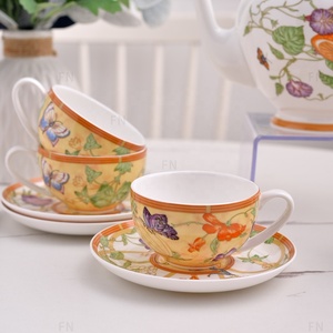 Nouvel ensemble promotionnel de 15 pièces de vaisselle de luxe en porcelaine fine, style campagnard, pour 6 personnes, coffret cadeau écologique pour le café et le thé - Product Image 5