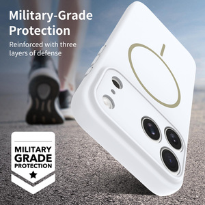 Custodia per <span class=keywords><strong>iPhone</strong></span> 17 Pro Max Pure Color Bianca Effetto Pelle con Foro di Precisione per Protezione Lente, Magnetica, con Airbag Integrati - Product Image 6