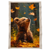 Peinture à l'huile abstraite moderne 100% peinte à la main, motif ours, texture épaisse, feuilles d'automne, art mural sur toile, taille personnalisée pour la décoration intérieure
