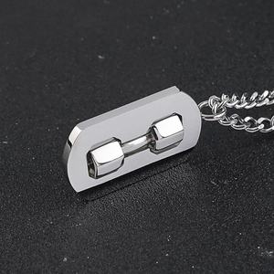 Dumbbell Design Pendants Necklaces Stainless Steel Jewelry Highly Polished Cuban <b>Chain</b> Statement Jewellery - Product Image 5