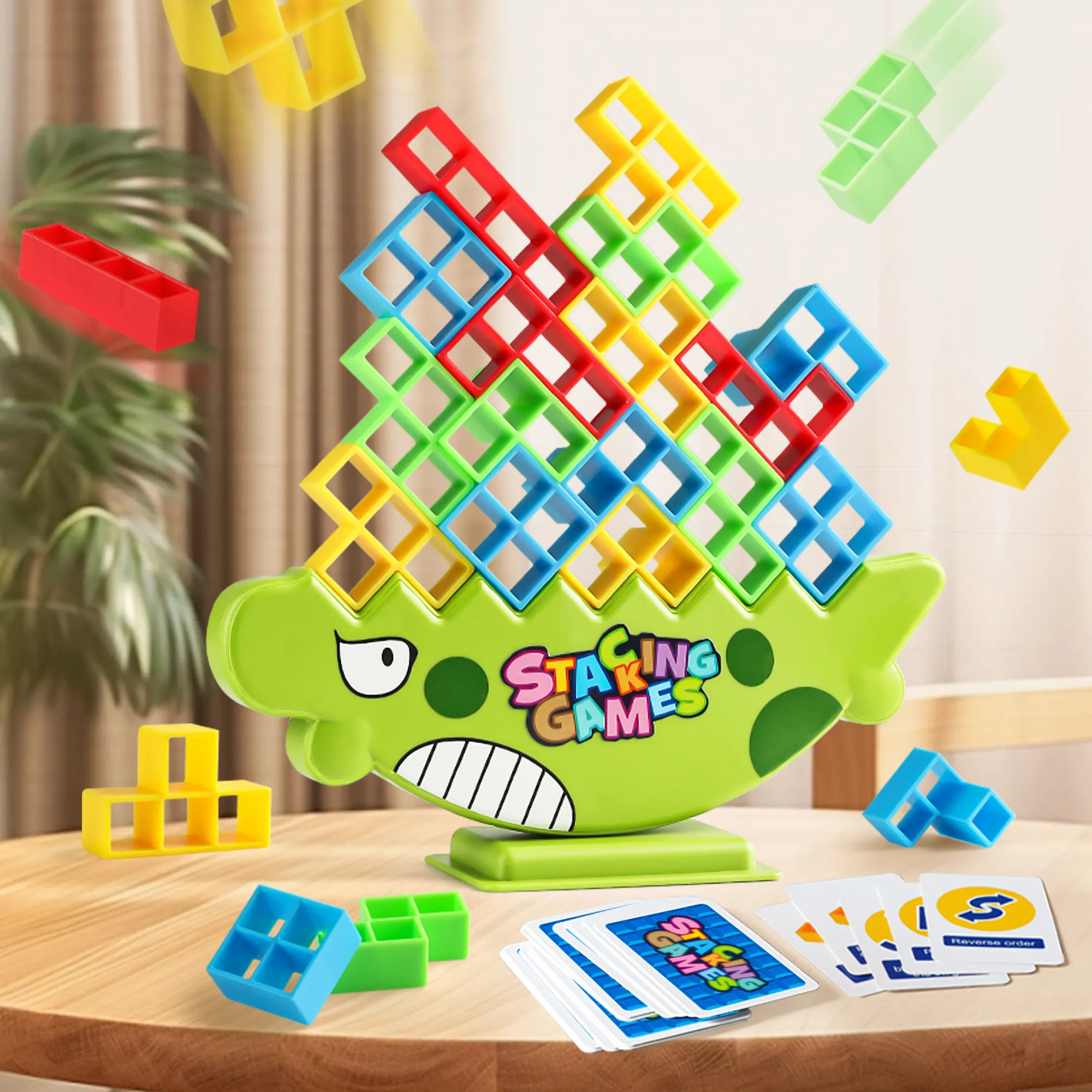 Bunte Turm-Überzug-Stapelbrett-Spiele Bausteinspielzeug Familien-Spielzeug Geburtstag Überzug-Stapelblöcke