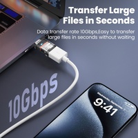 Adaptateur USB vers Type-C transparent 120W 10Gbps, convertisseur de transmission de données PC à charge rapide pour souris sans fil et tablette